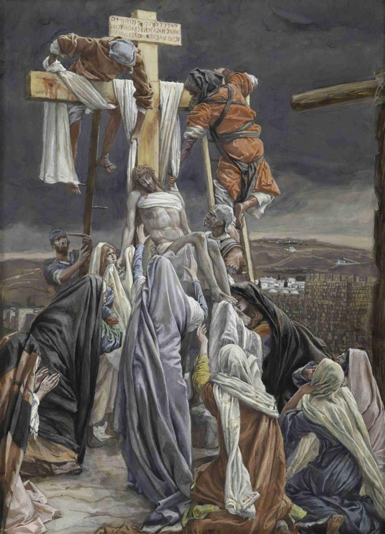 The Descent from the Cross,James Tissot,Oil Painting,Oil Painting, fine art parody, multiple boys, 6+boys