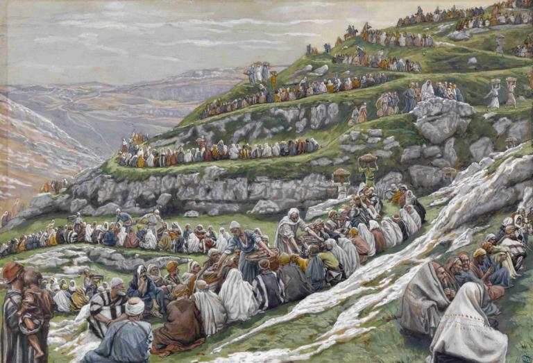 The Miracle of the Loaves and Fishes,Zázrak z chlebů a ryb,James Tissot,Olejomalba,Olejomalba, 6+ kluků, kůň