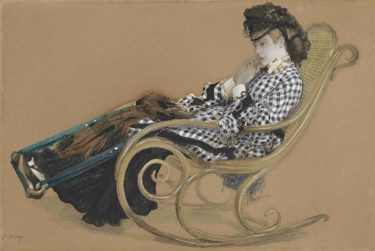 Young Woman in a Rocking Chair, study for the painting 'The Last Evening',Ung kvinde i en gyngestol