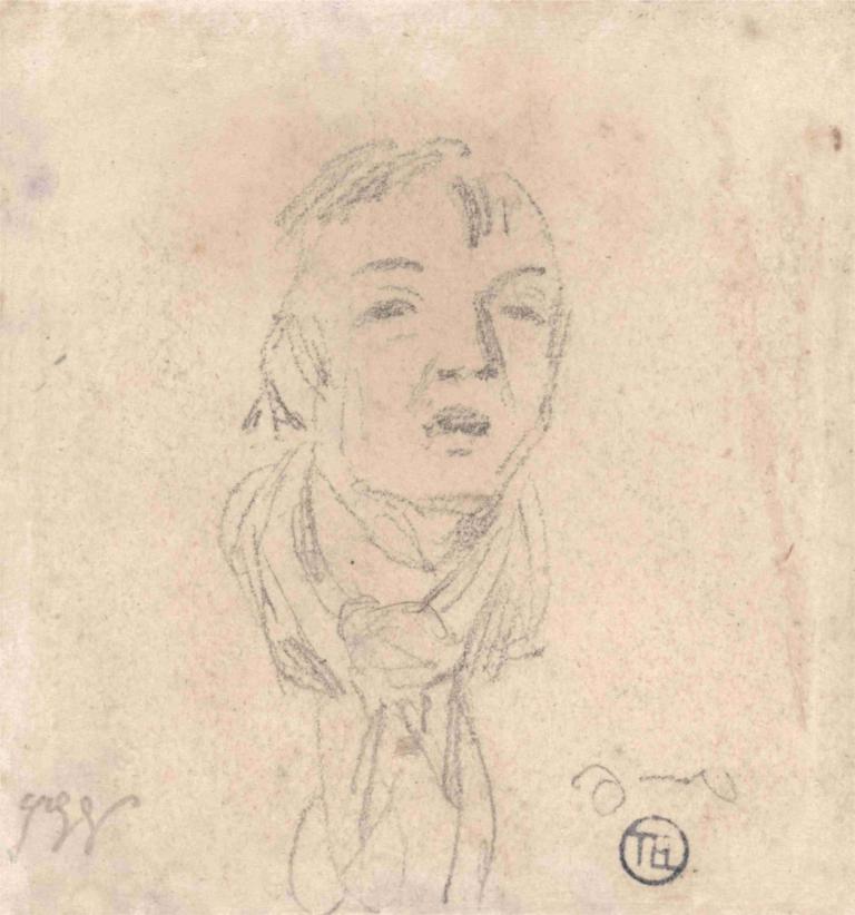 Head of a Man Wearing a Loose Scarf,Kopf eines Mannes mit einem losen Schal,James Ward,Skizze,Skizze, Solo