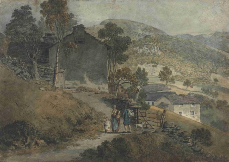 Landscape with Cottages and Figures,Lanskap dengan Cottage dan Figur,James Ward,Lukisan cat minyak