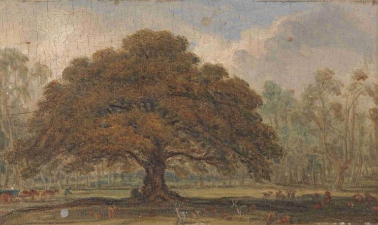 Landscape with Deer under 'The Beggar's Oak', Dagot's Park..,,Lanskap dengan Rusa di bawah 'The Beggar's Oak'