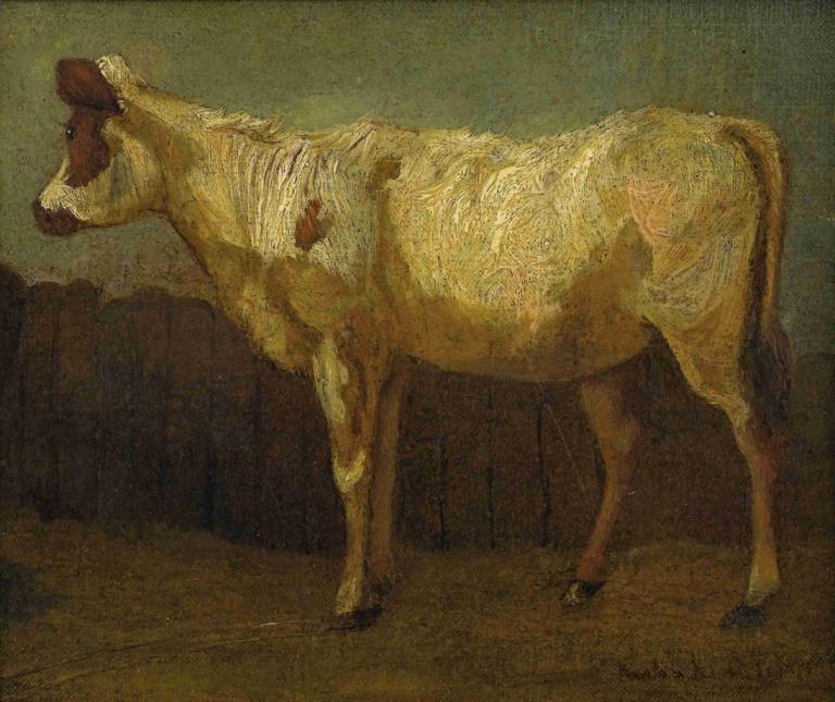 Portrait of a Cow,Potret Seekor Sapi,James Ward,Lukisan cat minyak,Lukisan cat minyak, tidak ada manusia