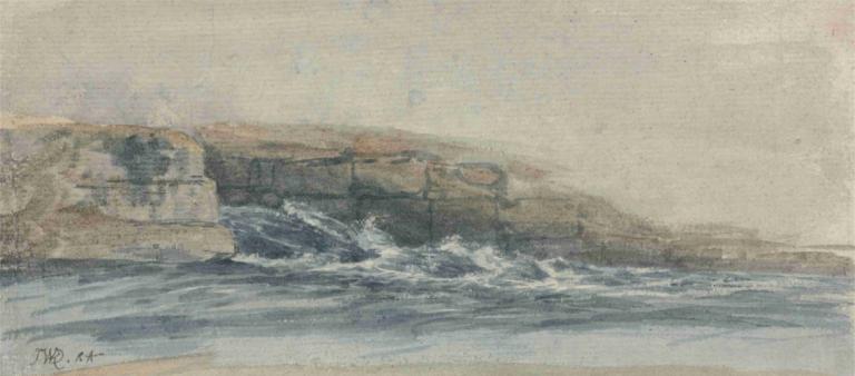 Sea Breaking on Stony Cliffs at Left,左侧石崖上的海啸,James Ward,詹姆斯-沃德,油画,油画, 没有人类, 波浪, 户外, 传统媒体, 海洋, 水, 过时的, 边界, 船只