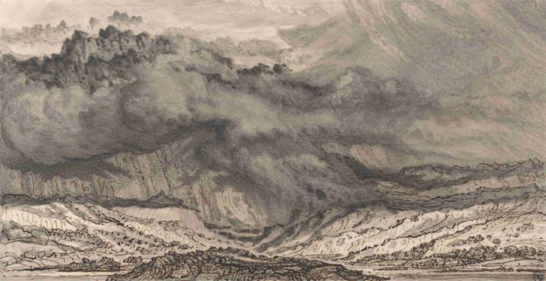 Snowdon, an Approaching Storm,Snowdon, une tempête qui approche,James Ward,Croquis,Croquis, pas d'humains