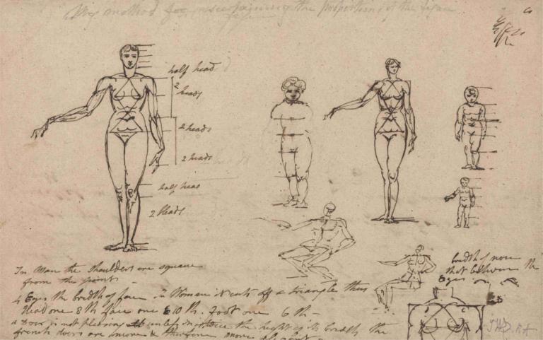 Studies of Anatomy, Measurements and Writing,Študije anatomije, meritev in pisanja,James Ward,Skica,Skica