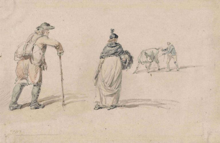 Studies of Figures,Studi tentang Angka-angka,James Ward,Sketsa,Sketsa, banyak anak laki-laki, tebu, topi, tua