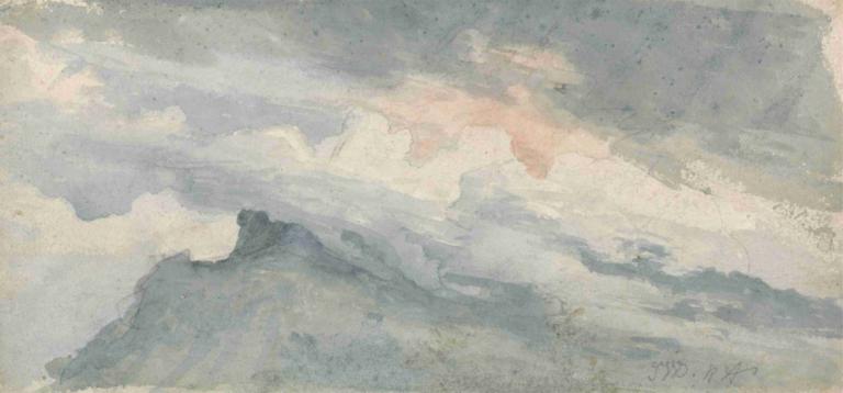 Study of a Hill Top and Sky,Исследование вершины холма и неба,James Ward,Джеймс Уорд,Картина Маслом