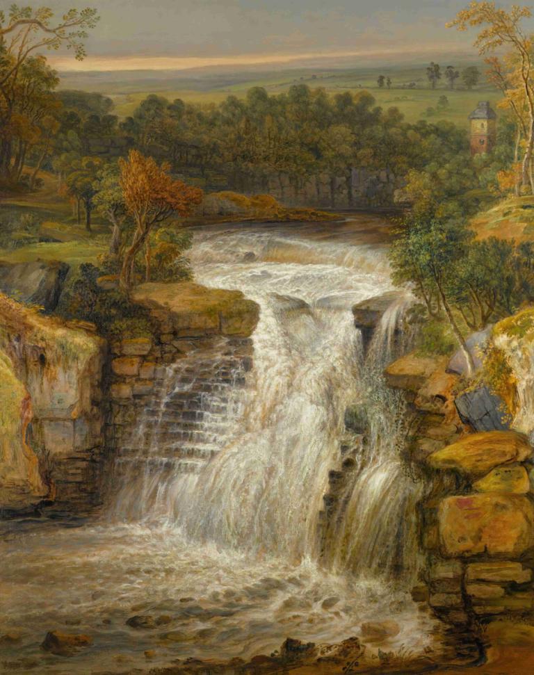 The Falls Of The Clyde After A Flood,Водопады Клайда после наводнения,James Ward,Джеймс Уорд,Картина Маслом