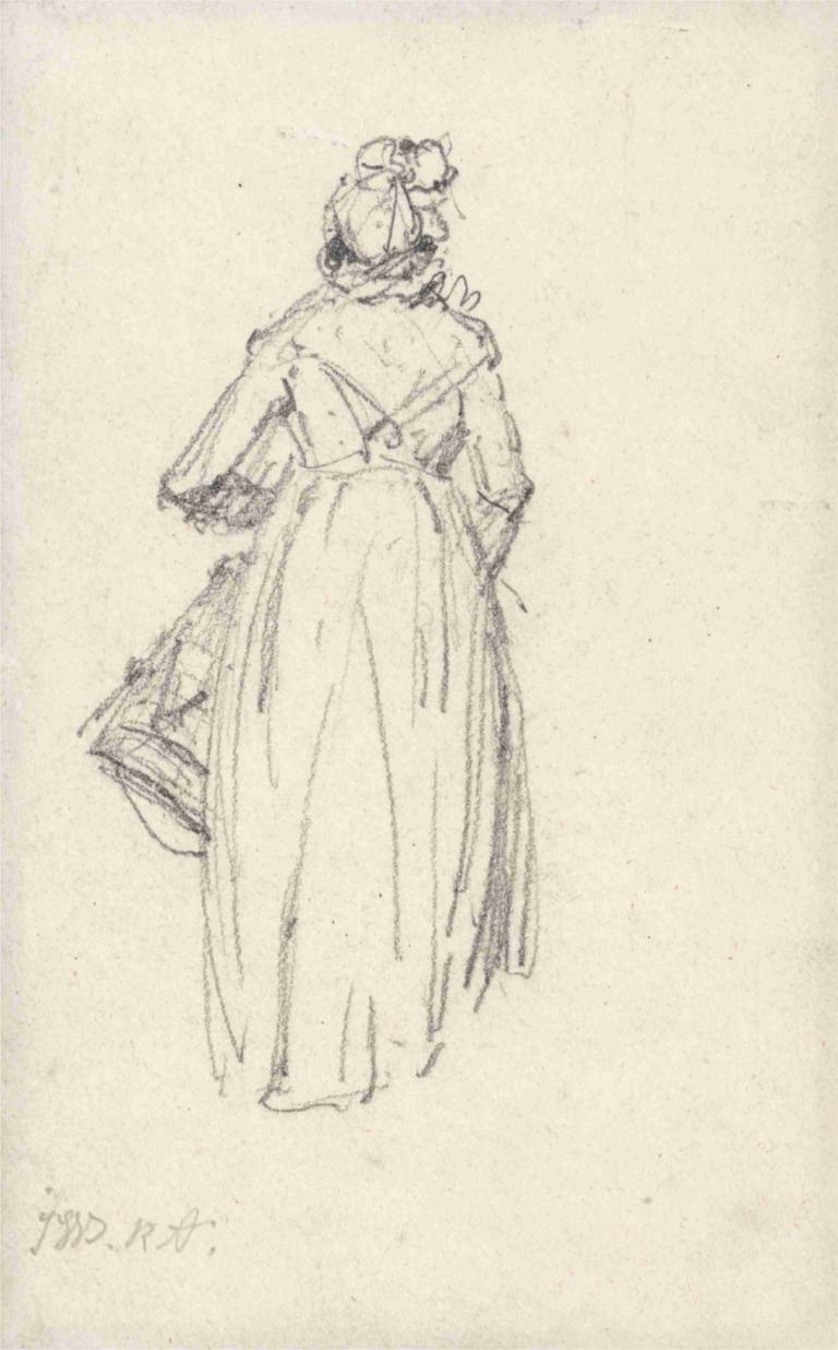 Woman Standing, Seen from the Back,Staande vrouw, op de rug gezien,James Ward,Schetsen,Schetsen, 1meisje