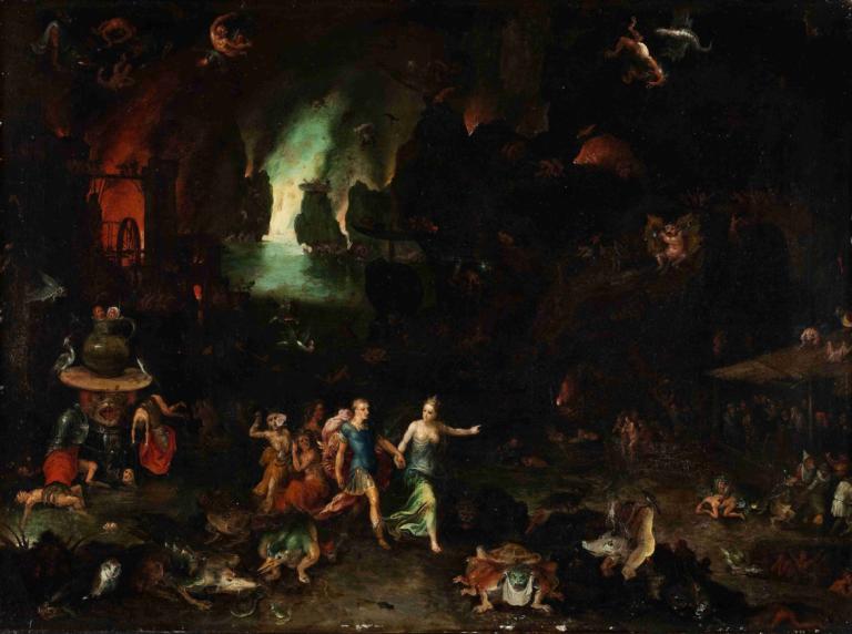 Aeneas And The Cumaean Sibyl In The Underworld,Jan Brueghel The Elder,Oil Painting,Oil Painting