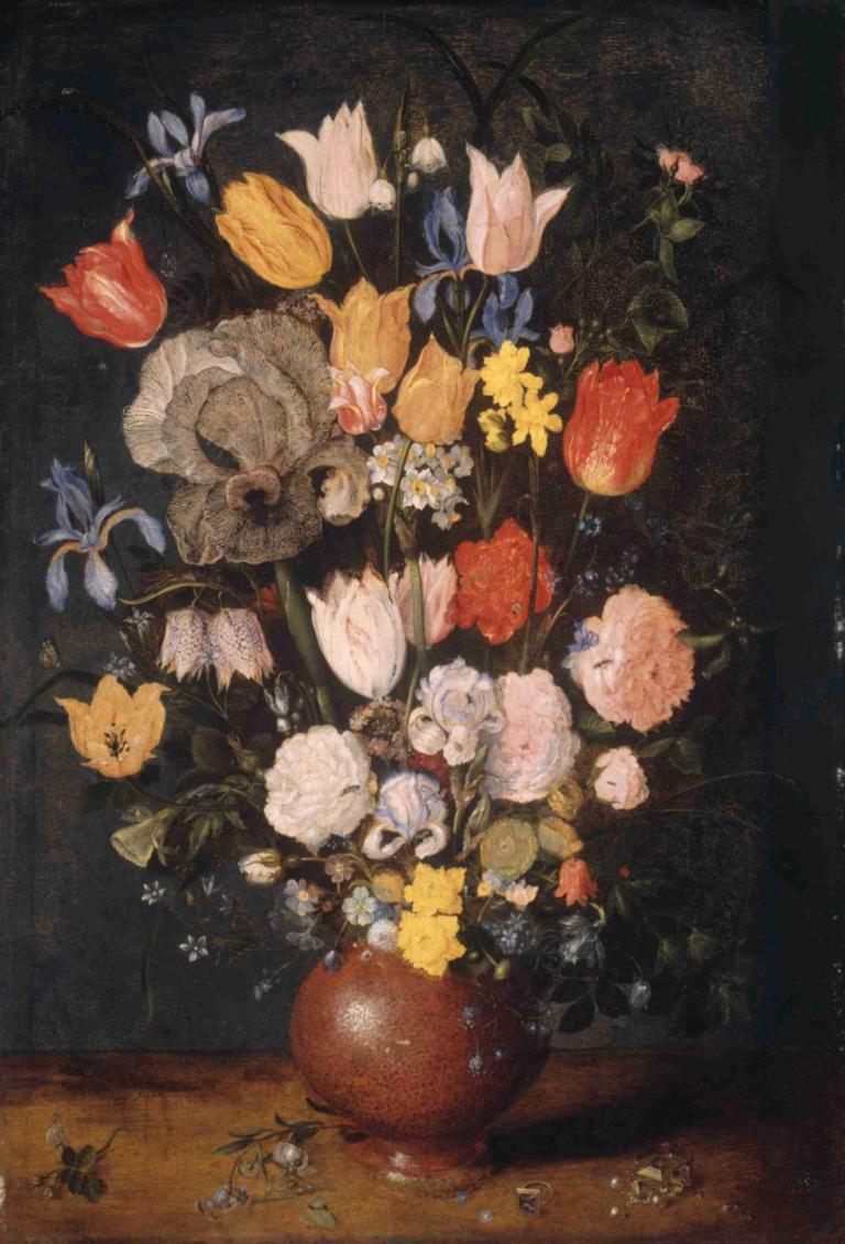 Bouquet of Flowers in an Earthenware Vase,Toprak Vazoda Çiçek Buketi,Jan Brueghel The Elder,Yağlı boya