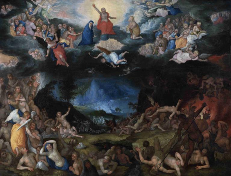 The Last Judgement,《最後的審判》,Jan Brueghel The Elder,元老Jan Brueghel,油畫,油畫, 美術模仿, 6+男孩, 多個男孩, 多個女孩, 繪畫（中）, 武器, 裸體