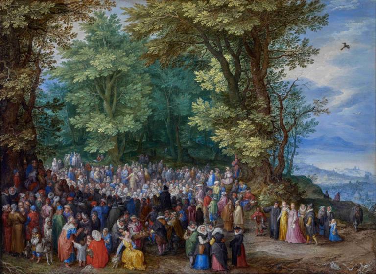 The Sermon on the Mount,山上の説教,Jan Brueghel The Elder,ヤン・ブリューゲル,油絵,油絵, 屋外, 木, 複数の女の子, 複数の男の子, 6人以上男の子, 空, 日