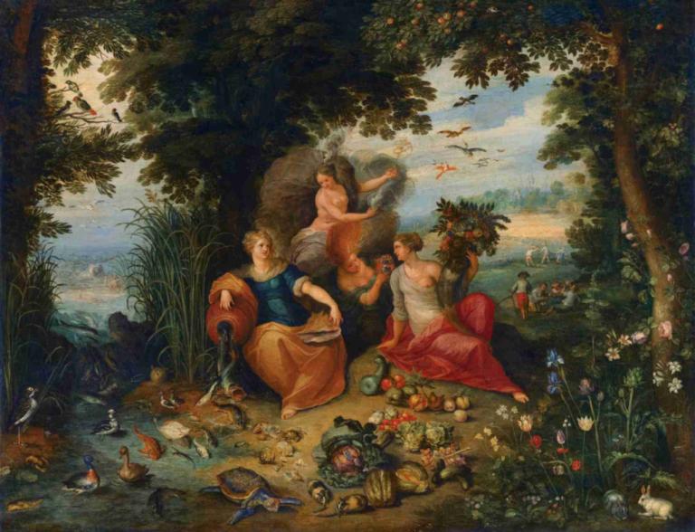 Allegory Of The Four Elements,Jan Brueghel the Younger,Oil Painting,Oil Painting, bird, outdoors