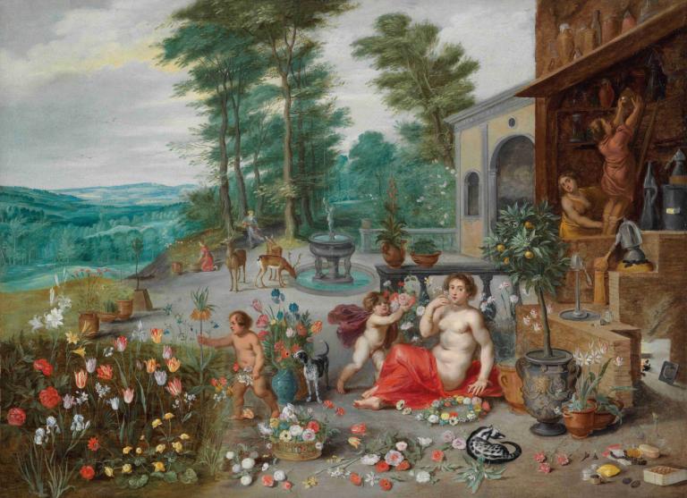 An Allegory Of Smell,Jan Brueghel the Younger,Oil Painting,Oil Painting, flower, fine art parody