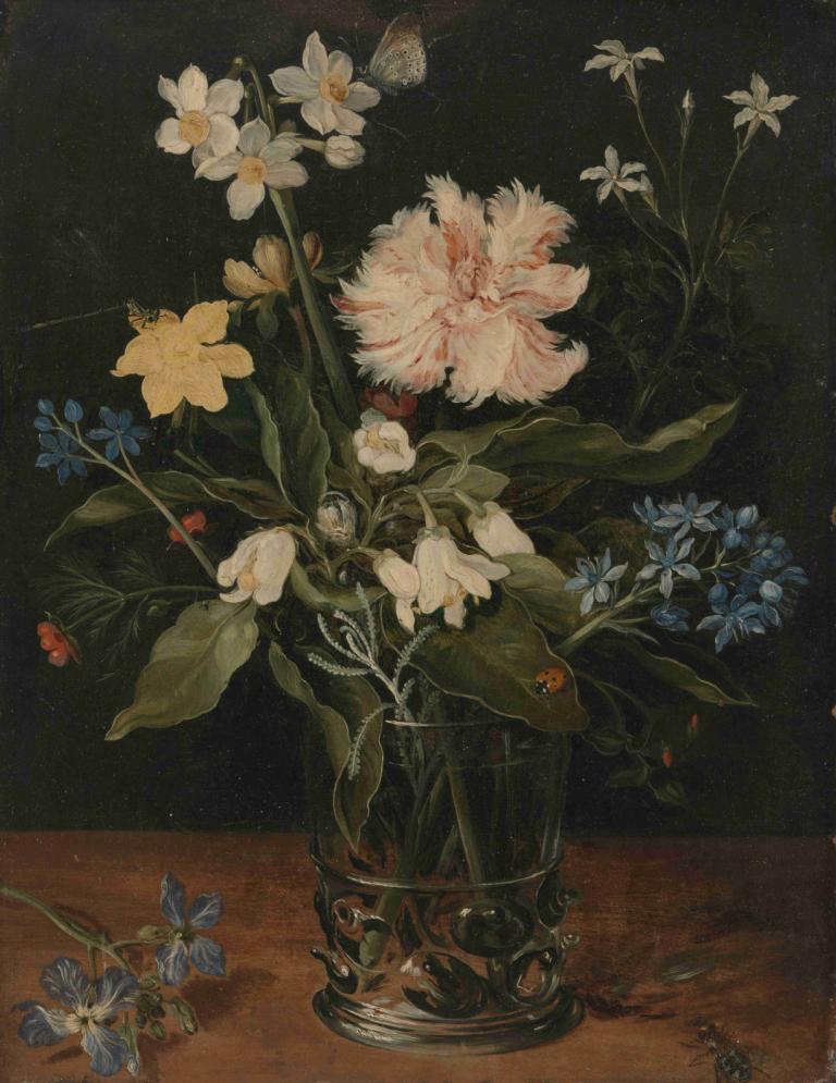 Still Life with Flowers in a Glass,Still Life dengan Bunga dalam Gelas,Jan Brueghel the Younger