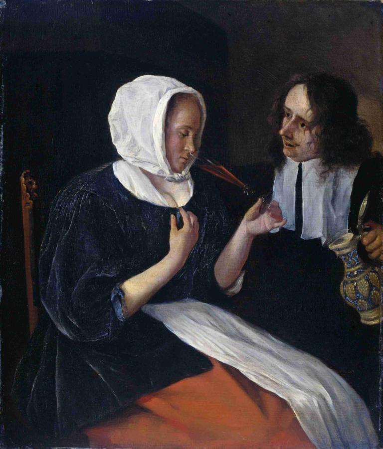 A couple drinking,Một cặp vợ chồng đang uống rượu.,Jan Steen,- Jane Steyn.,Tranh sơn dầu,Tranh sơn dầu