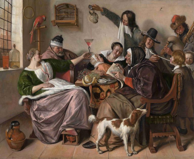 As the Old Sing,So Pipe the Young,Cum cântă bătrânii, așa cântă și tinerii,Jan Steen,Pictura in ulei