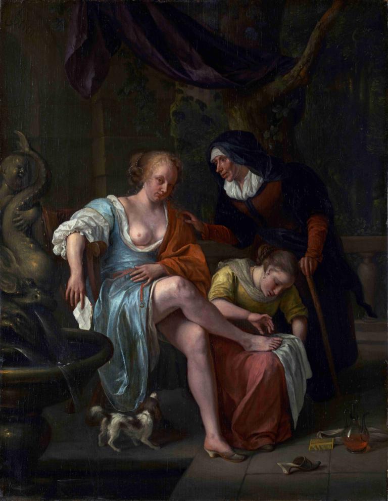 Bathsheba After the Bath,Bathsheba po koupeli,Jan Steen,Olejomalba,Olejomalba, parodie na výtvarné umění