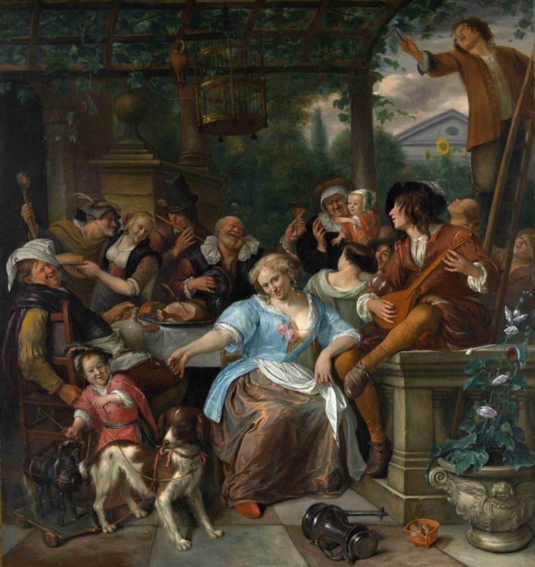 Merry Company on a Terrace,Trevligt sällskap på en terrass,Jan Steen,Oljemålning,Oljemålning, konstparodi