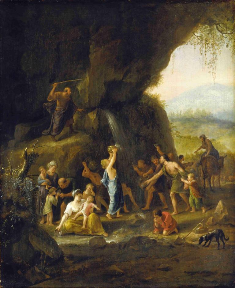 Moses Striking the Rock,Jan Steen,Oil Painting,Oil Painting, horse, multiple boys, fine art parody, 6+boys