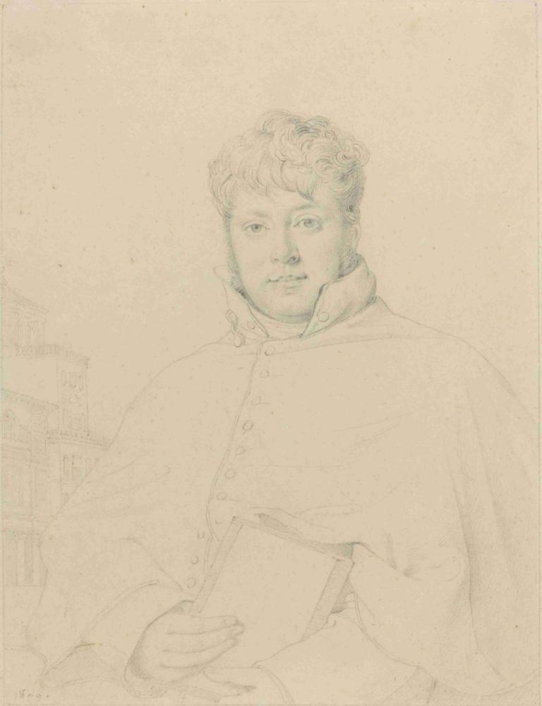 Auguste-Jean-Marie Guénepin II,Jean Auguste Dominique Ingres,Sketch,Sketch, 1boy, male focus, solo