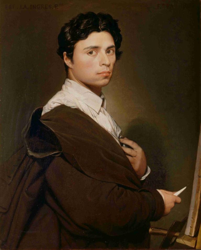 Autoportrait À Vingt-Quatre Ans,Jean Auguste Dominique Ingres,Oil Painting,Oil Painting, 1boy, solo