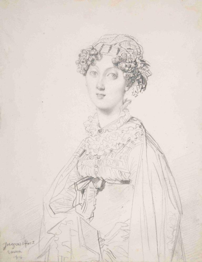 Lady Mary Cavendish-Bentinck,Jean Auguste Dominique Ingres,Skizze,Skizze, 1Mädchen, Solo, einfarbig, datiert