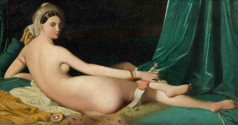 Odalisque,Jean Auguste Dominique Ingres,Lukisan cat minyak,Lukisan cat minyak, 1 gadis, parodi seni rupa