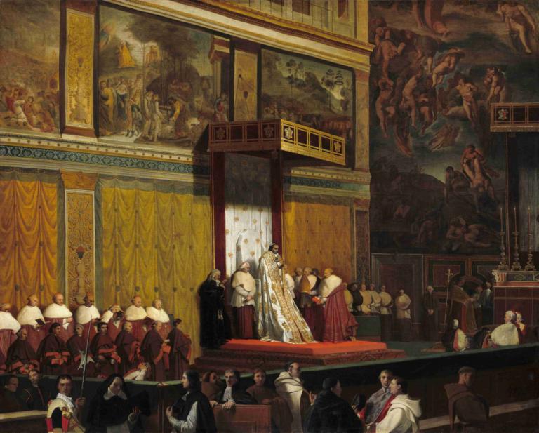 Pope Pius VII in the Sistine Chapel,Jean Auguste Dominique Ingres,Oil Painting,Oil Painting, 6+boys