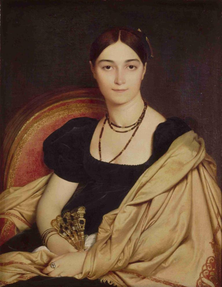 Portrait De Madame Duvaucey,デュヴォシー夫人の肖像,Jean Auguste Dominique Ingres,ジャン・オーギュスト・ドミニク・イングル,油絵,油絵, 1女の子, ジュエリー