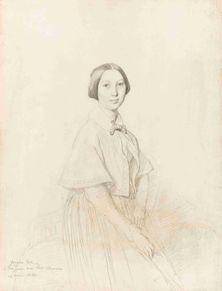 Portrait de Mme Paul Meurice,Potret Nyonya Paul Meurice,Jean Auguste Dominique Ingres,Sketsa,Sketsa, 1 gadis