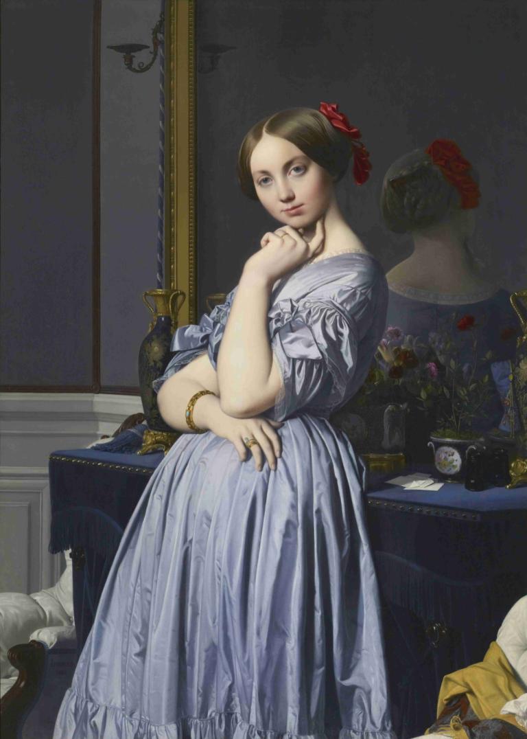 Portrait of Comtesse d'Haussonville,Jean Auguste Dominique Ingres,Oil Painting,Oil Painting, 1girl, jewelry