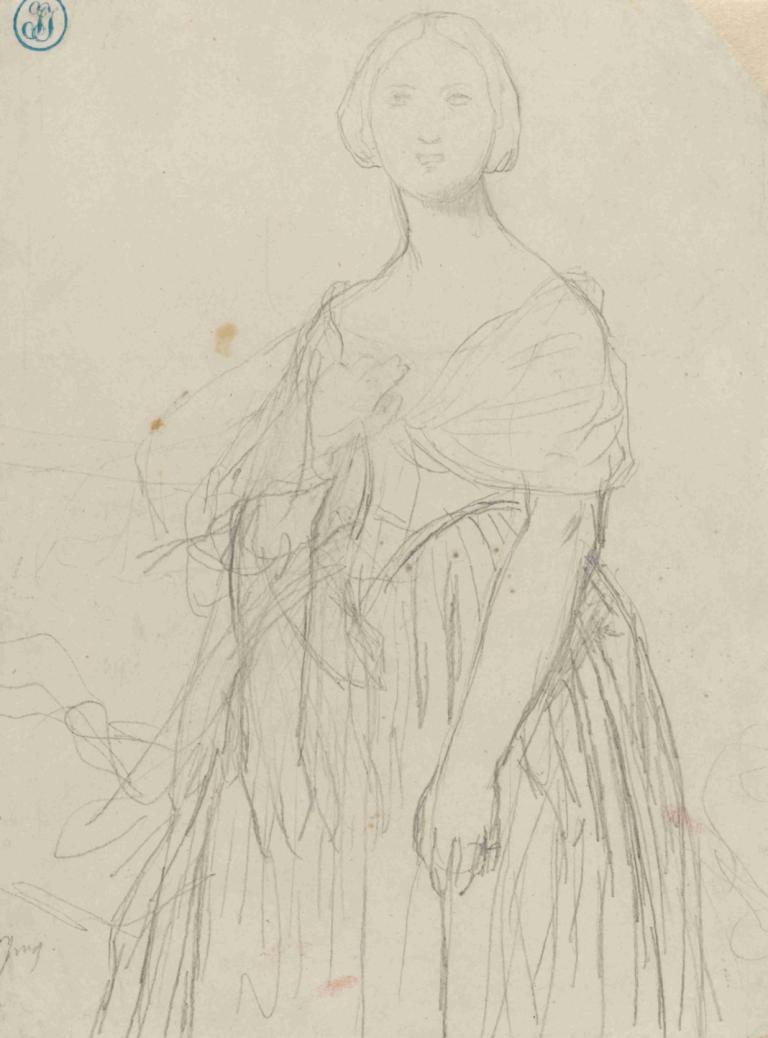 Sketch for Madame Moitessier,Skica pro Madame Moitessier,Jean Auguste Dominique Ingres,Náčrt,Náčrt, 1 dívka