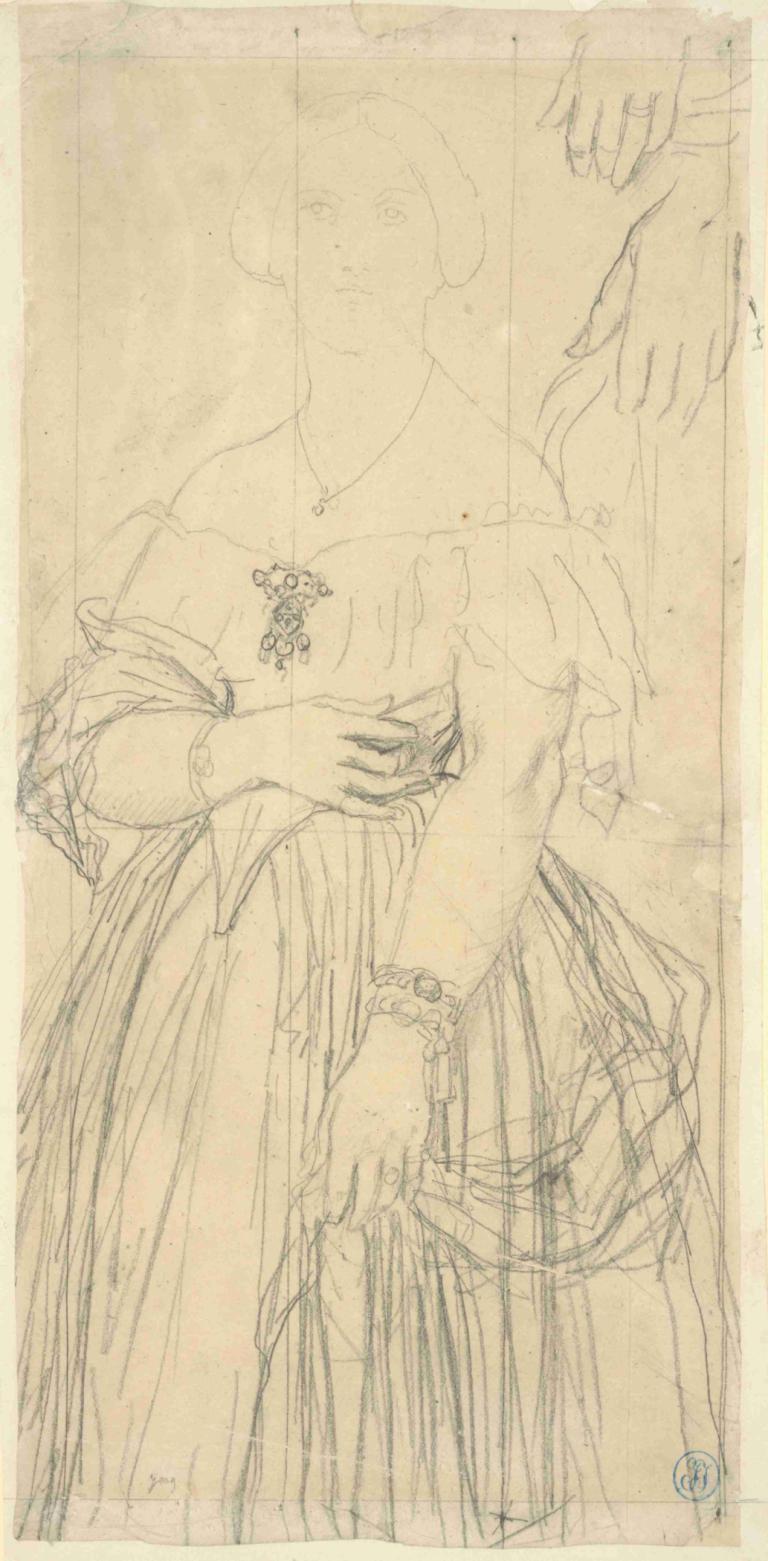 Study for the Dress and the Hands of Madame Moitessier,Studie av Madame Moitessiers klänning och händer