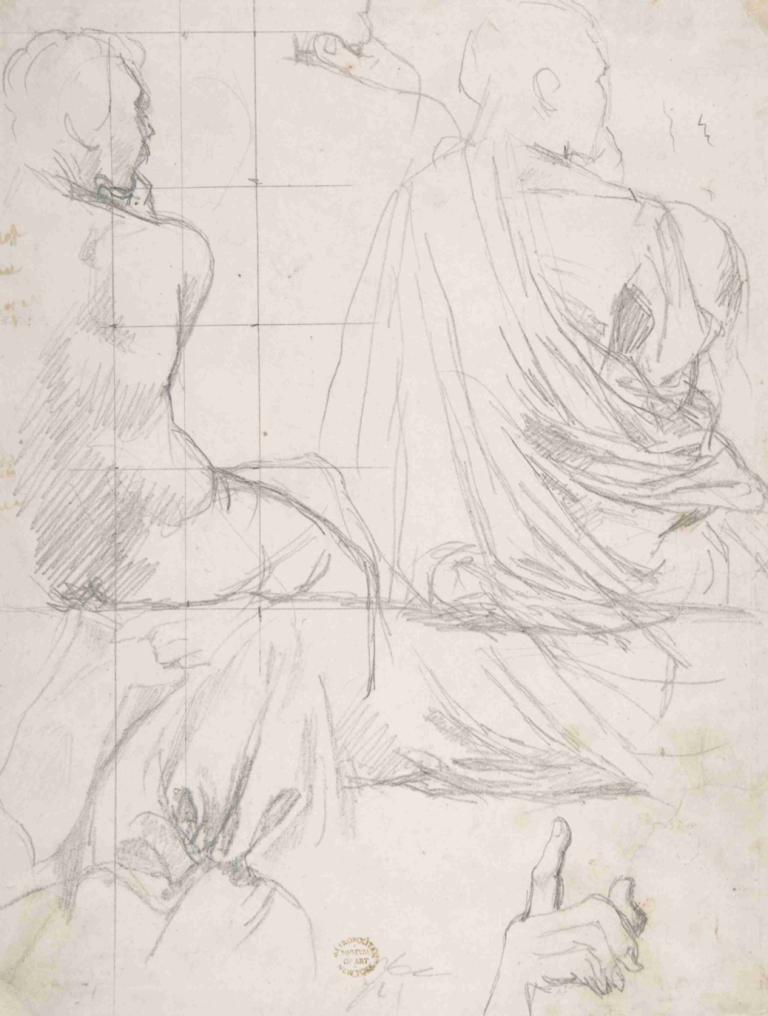 Study of Figures,Studie der Zahlen,Jean Auguste Dominique Ingres,Skizze,Skizze, skizzieren, einfarbig