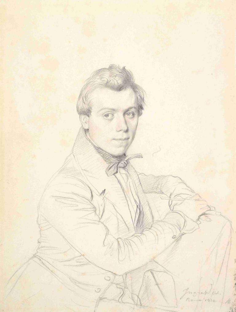 The Architect Charles-Victor Famin,Jean Auguste Dominique Ingres,Sketch,Sketch, 1boy, male focus, solo