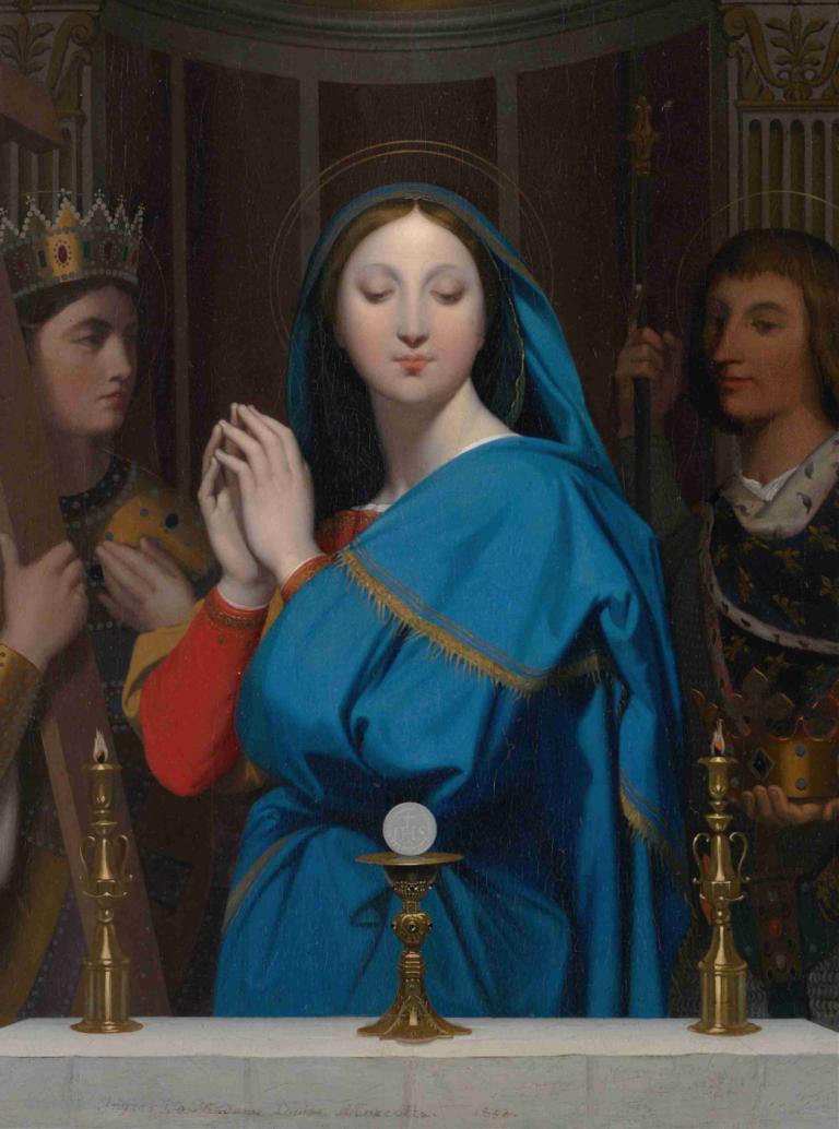 The Virgin Adoring the Host,Jean Auguste Dominique Ingres,Oil Painting,Oil Painting, fine art parody, candle