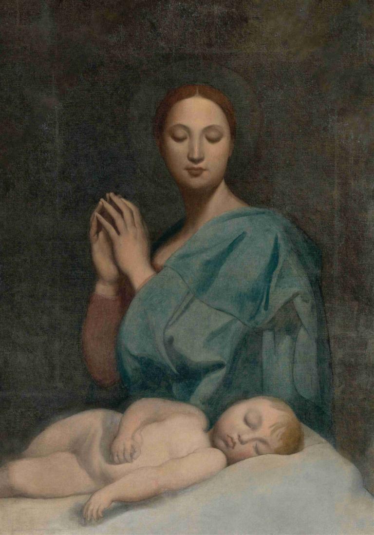 The Virgin With The Sleeping Infant Jesus,Jean Auguste Dominique Ingres,Oil Painting,Oil Painting