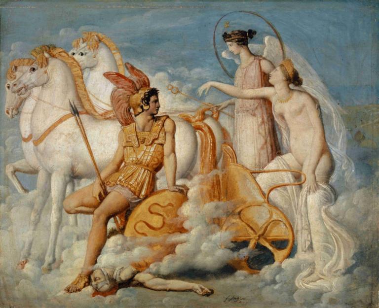 Venus, Injured By Diomedes, Returns To Olympus,Jean Auguste Dominique Ingres,Oil Painting,Oil Painting