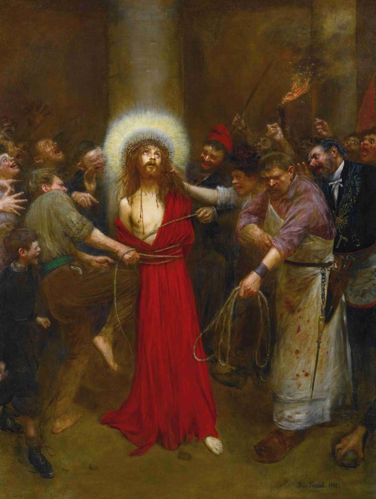 Christ Lié À La Colonne,Christus Verbonden met de Kolom,Jean Béraud,Olieverf,Olieverf