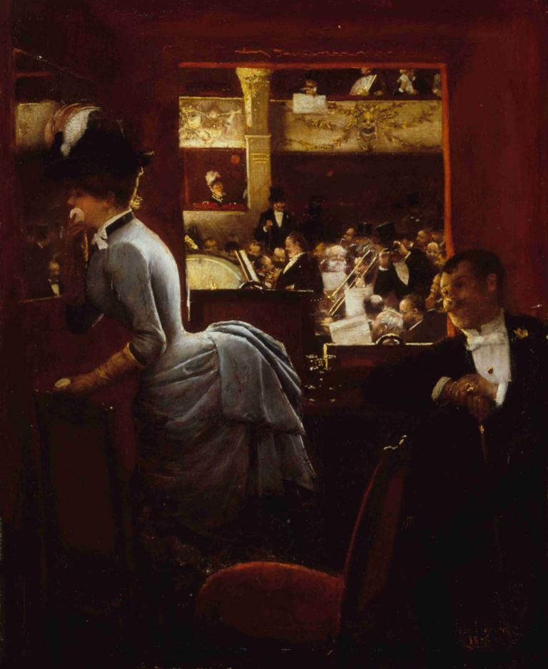 La Baignoire, au théâtre des Variétés,La Baignoire, w Théâtre des Variétés,Jean Béraud,Obraz olejny