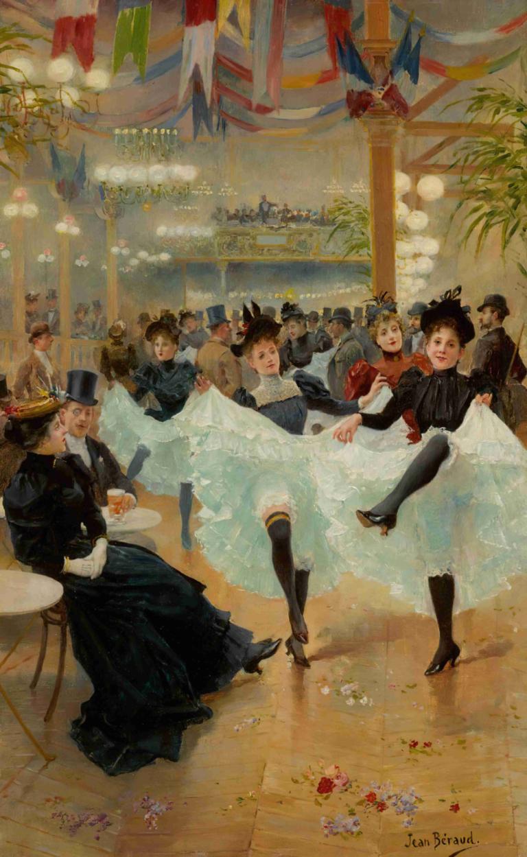 Le Café De Paris,Cafe De Paris,Jean Béraud,Olejomalba,Olejomalba, šaty, čepice, více chlapců, více dívek