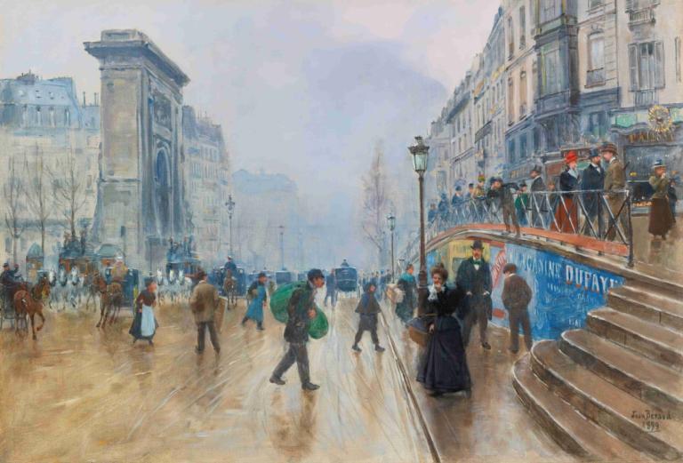 Le boulevard Saint-Denis à Paris,Bulevardul Saint-Denis din Paris,Jean Béraud,Pictura in ulei,Pictura in ulei