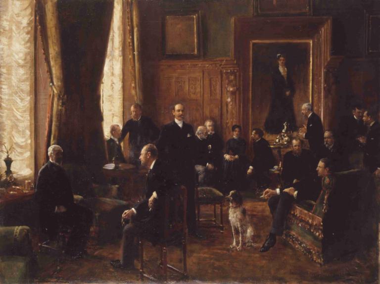 Le salon de la comtesse Potocka,Grevinnan Potockas salong,Jean Béraud,Oljemålning,Oljemålning, 6+ pojkar