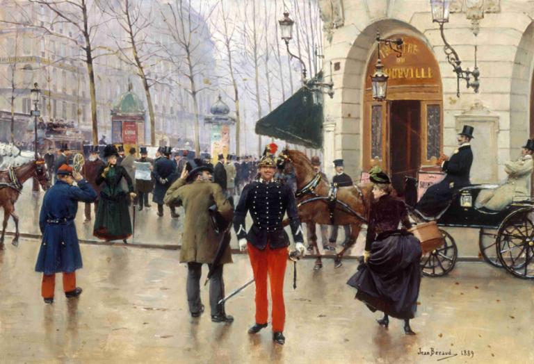 Le théâtre du Vaudeville,โรงละครคาบาเร่อ,Jean Béraud,ฌอง เบโร,จิตรกรรมสีน้ำมัน,จิตรกรรมสีน้ำมัน