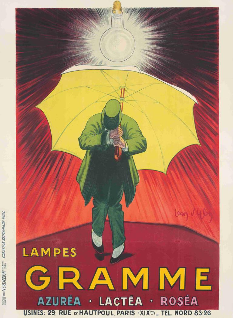 Lampes Gramme,Jean d'Ylen,Ilustrasi,Ilustrasi, solo, payung, 1 anak laki-laki, fokus pria, memegang, parodi