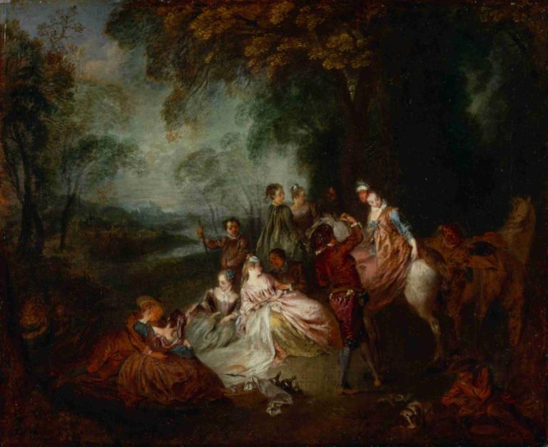 Fete Champetre,เทศกาลแชงเซอรี่,Jean-Antoine Watteau,ฌอง-อองตวน วาโต,จิตรกรรมสีน้ำมัน,จิตรกรรมสีน้ำมัน