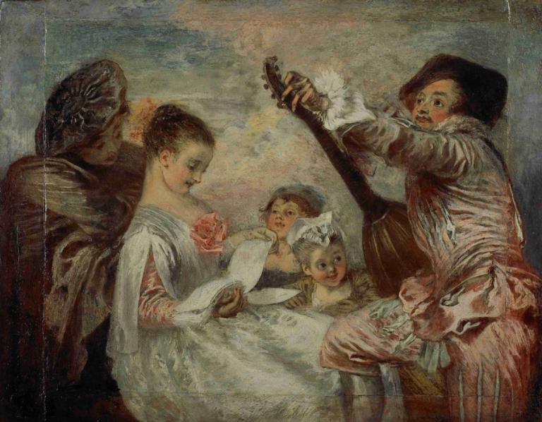 Pour nous prouver que cette belle,이 아름다운,Jean-Antoine Watteau,장 앙투안 와토,오일 페인팅,오일 페인팅, 미술 패러디, 여러 여자, 여러 소년